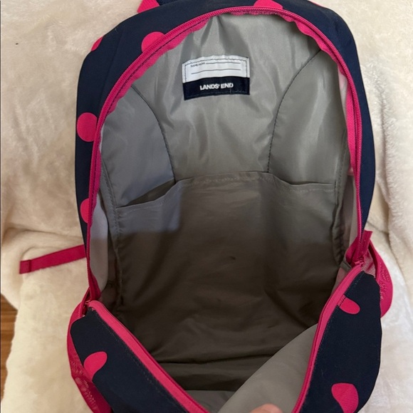 Lands' End Kids Backpack in Navy and Pink Dots - Picture 6 of 9